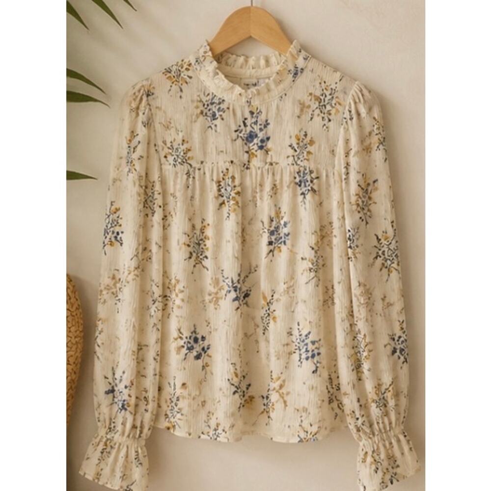 ba&sh Paris Cottagecore Blouse Romantic Floral Ruffle Top French Boho Large